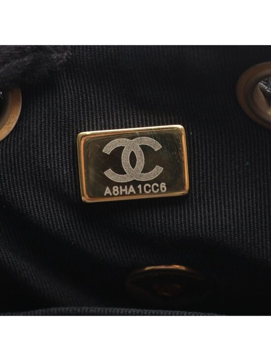 Chanel Backpack CC Logo Black Gray Wool Quilted Chain main image 5